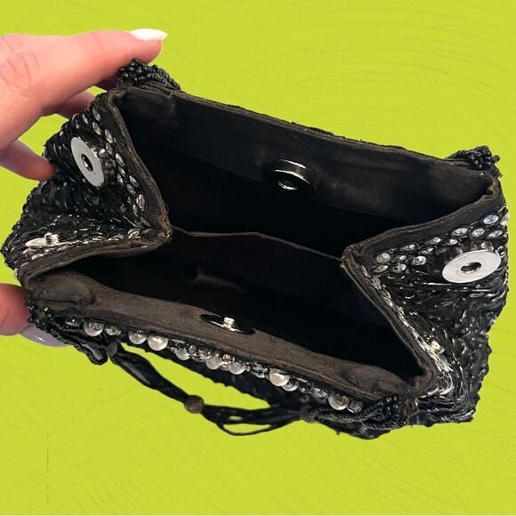 Vintage black beaded evening bag - Picture 6 of 9